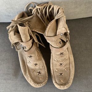 Tan suede moccasins